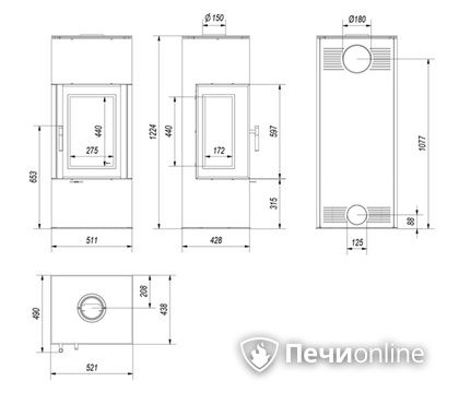 Печь-камин Kratki THOR/VIEW в Калининграде