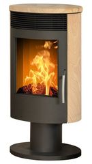 Печь-камин ABX Tartu 5 поворотный, черная сталь, бразильский песч.с верх. плитой