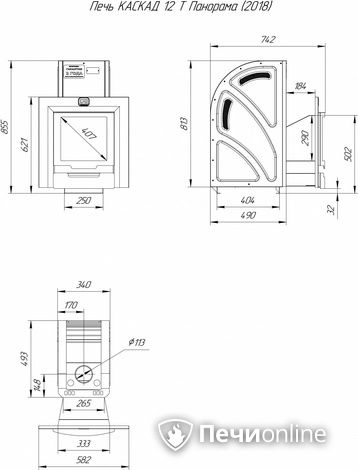 Дровяная банная печь Теплодар Каскад-12 Т Панорама (2018) в Калининграде