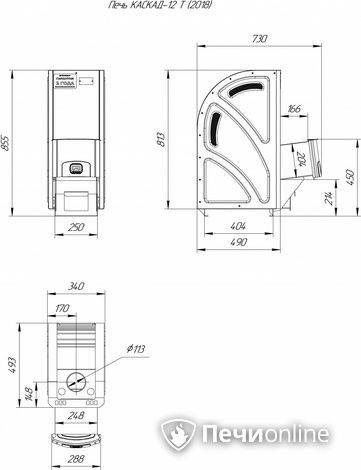 Дровяная банная печь Теплодар Каскад-12 Т (2018) в Калининграде