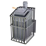 Дровяная банная печь Гефест ЗК Урагана-30 (П) панорамное стекло сетка-каменка