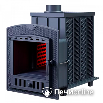 Дровяная банная печь Гефест 25 (П) чугунная дверца с панорамным стеклом в Калининграде