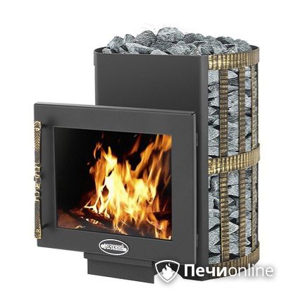 Дровяная банная печь Везувий Скиф Ковка 16 Панорама в Калининграде