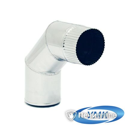 Дымоход УМК Отвод 90° D130 1.0мм нержавейка в Калининграде