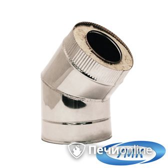 Дымоход УМК Сэндвич-отвод 135°  D100х160 Н+Оц 0.5мм 0.5мм по воде в Калининграде