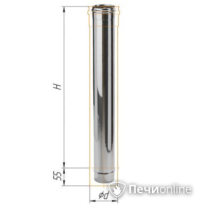 Дымоход Феррум Дымоход нержавейка 08 d-150 L=1м в Калининграде