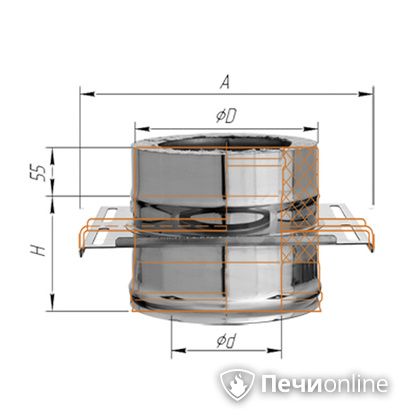 Дымоход Феррум Площадка монтажная  d-150/210 по воде в Калининграде