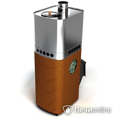 Дровяная банная печь TMF Бирюса 2013 Carbon терракота с закрытой каменкой в Калининграде